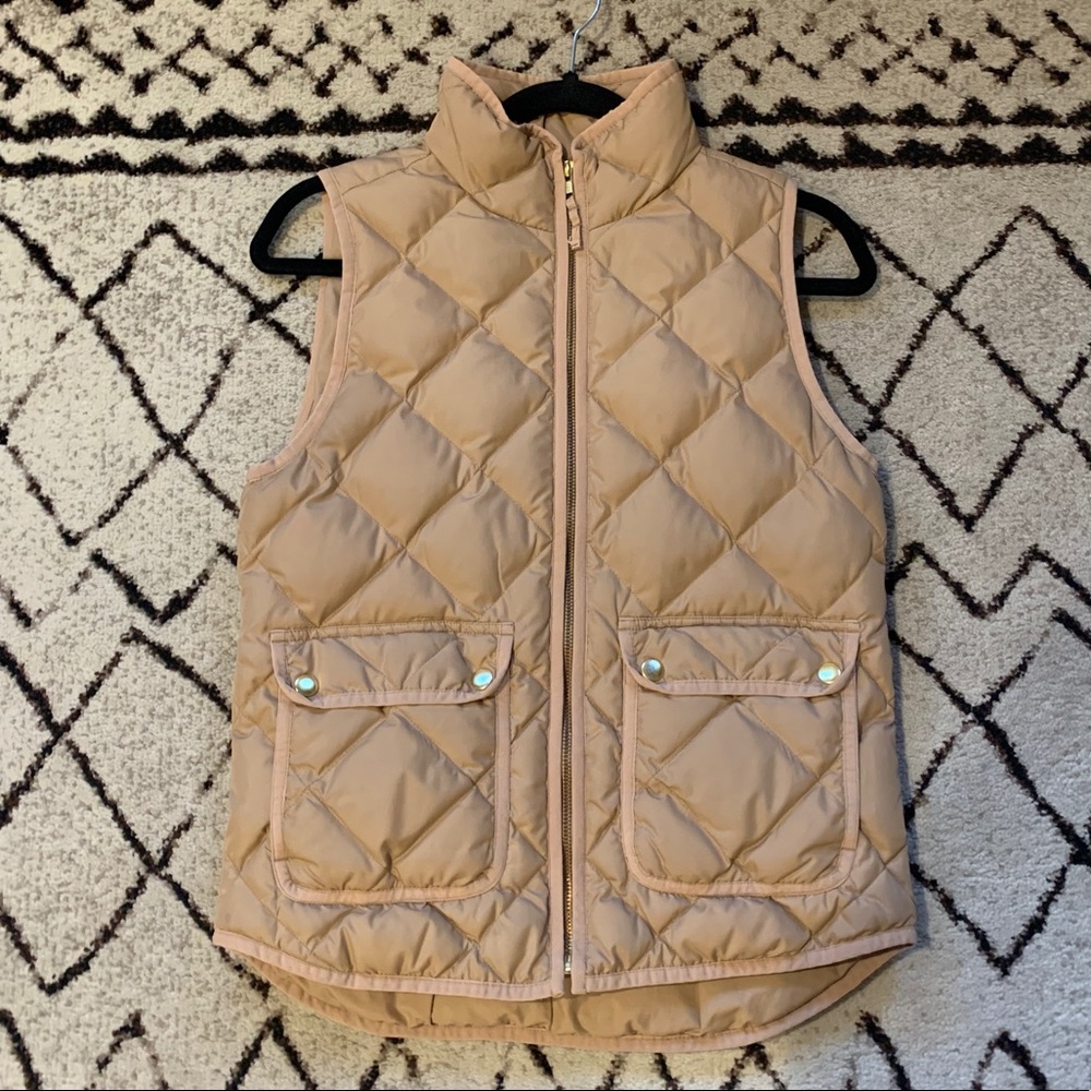 JCrew Quilted Puffer Vest Camel XS